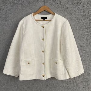 Talbots Blazer Womens 22 Plus Long Sleeve Button Up Jacket Lined Braided Trim